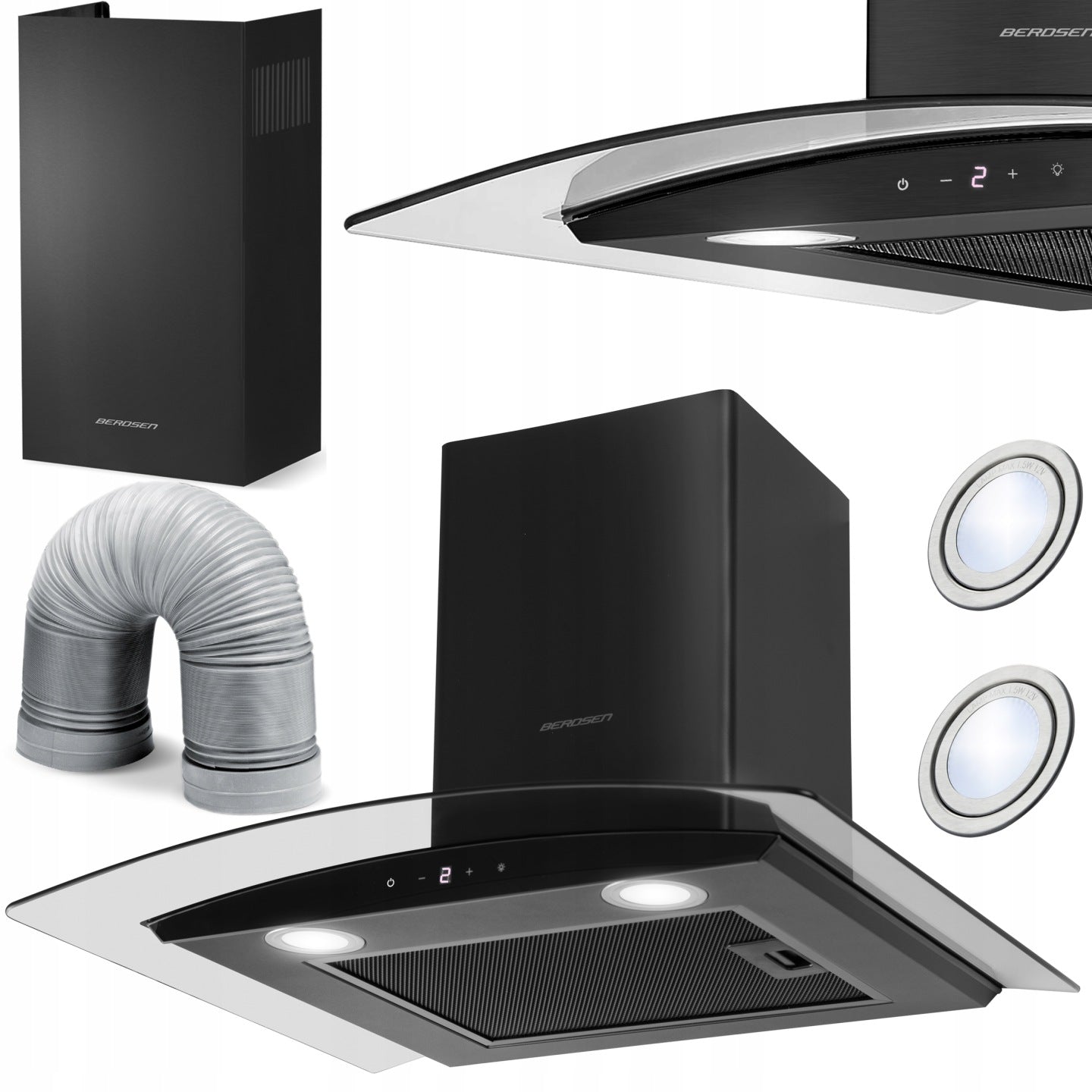OKAP KUCHENNY 60cm KOMINOWY LED BERDSEN