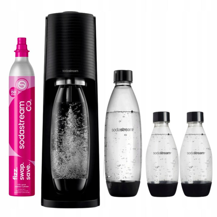 OdkryjSodaStream Saturator SodaStream Terra czarny do wody + 3 butelki + nabój z gazem CO2(440 ml/Saturator SodaStream Terra czarny do wody + 3 butelki + nabój z gazem CO2)