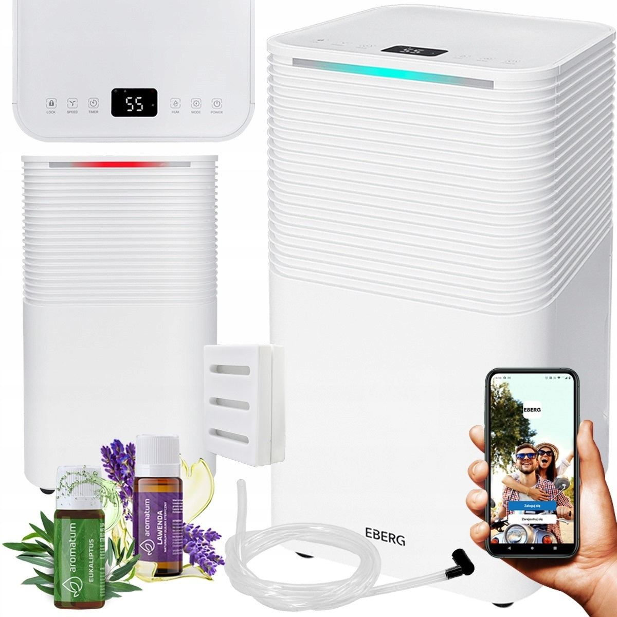 Osuszacz powietrza EBERG RICO pochłaniacz 12l/24h +WiFi +TIMER +higrostat(200 W/12 l/24 h/Osuszacz powietrza EBERG RICO pochłaniacz 12l/24h +WiFi +TIMER +higrostat)