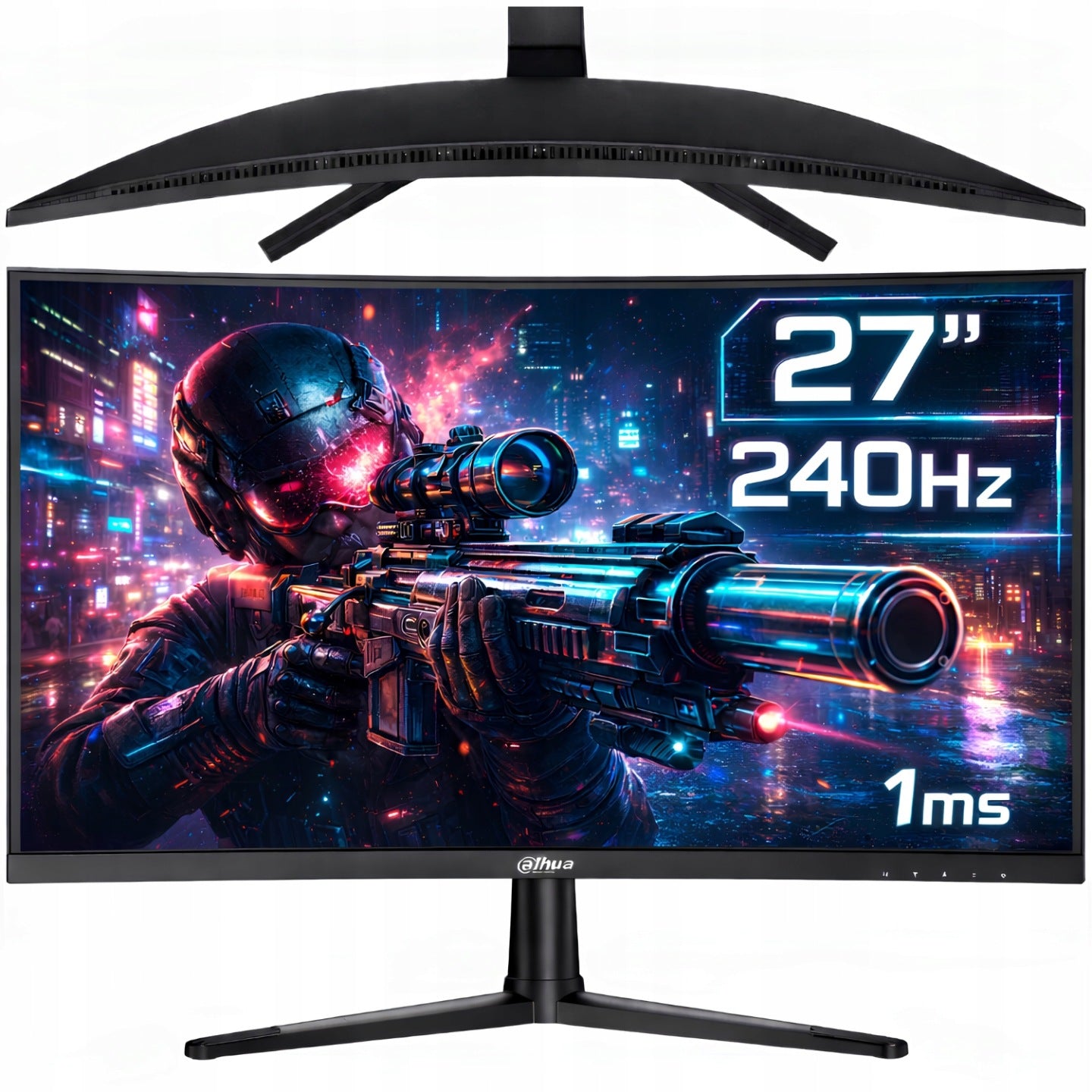 Dahua Monitor Gamingowy Zakrzywiony Bezramkowy 27 Cali DAHUA 240HZ 1MS DP HDR10+