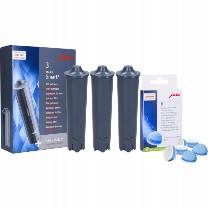 Jura Tabletki do czyszczenia ekspresu Jura 62715 + 3x filtr Jura Claris Smart+(1 szt./Tabletki do czyszczenia ekspresu Jura 62715 + 3x filtr Jura Claris Smart+)