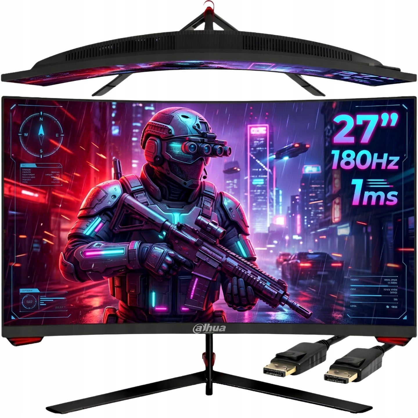 Dahua Monitor Gamingowy Zakrzywiony Bezramkowy DAHUA 27 Cali 180HZ 1MS HDMI DP(21/1 ms/Monitor Gamingowy Zakrzywiony Bezramkowy DAHUA 27 Cali 180HZ 1MS HDMI DP)